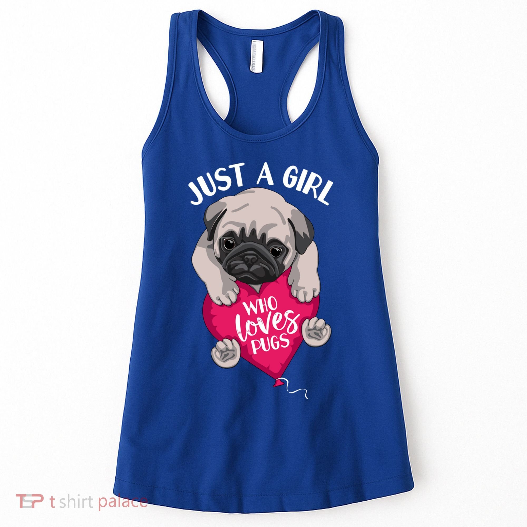 Just A Girl Who Loves Pugs Dog Lovers Cute Pug With Heart Gift Women's Tank Top