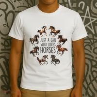 Just A Girl Who Loves Horses Horse Breeds Horseback Riding T-Shirt thumb 3