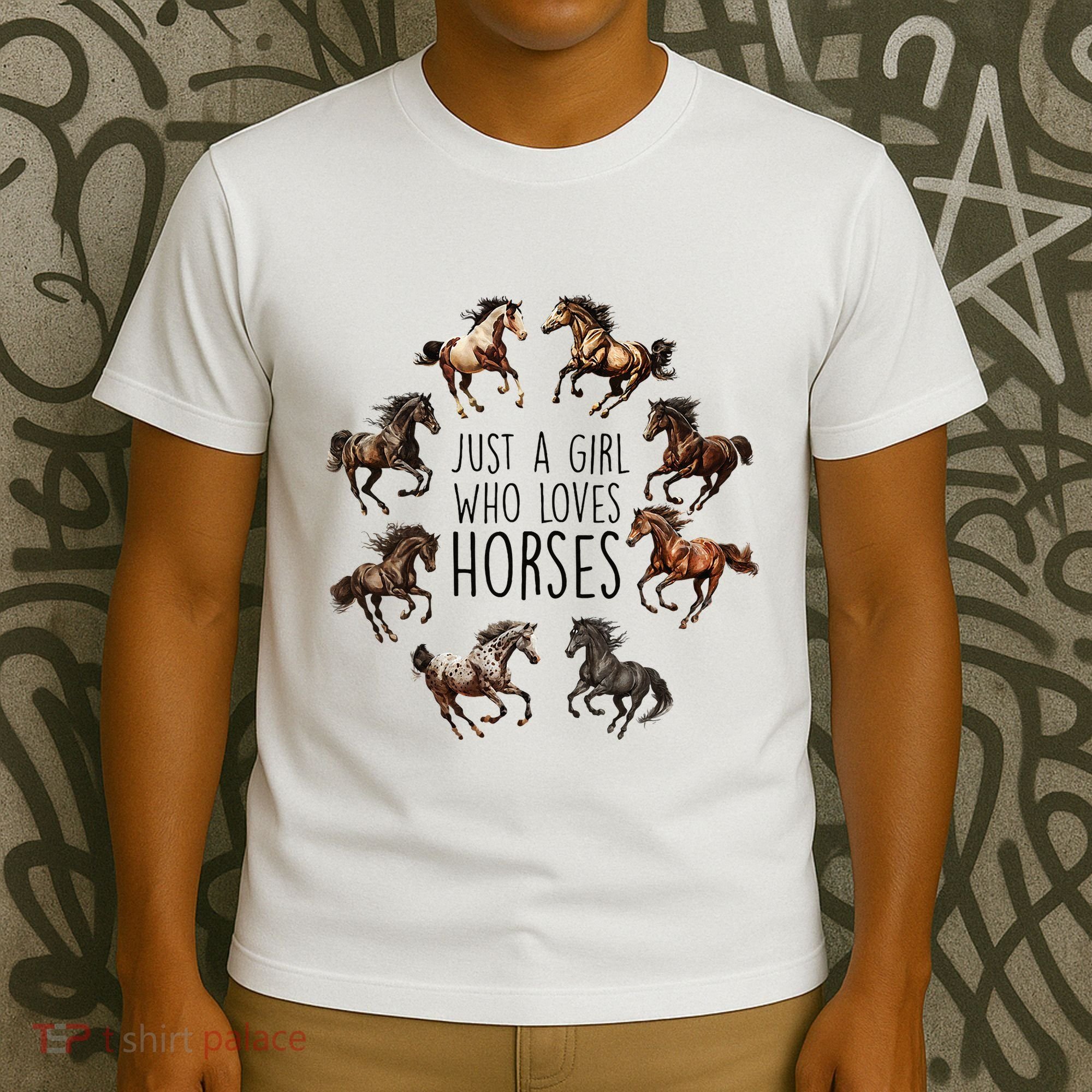 Just A Girl Who Loves Horses Horse Breeds Horseback Riding T-Shirt