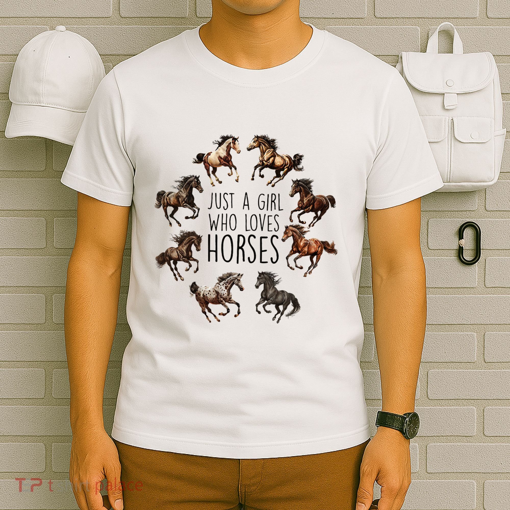 Just A Girl Who Loves Horses Horse Breeds Horseback Riding T-Shirt