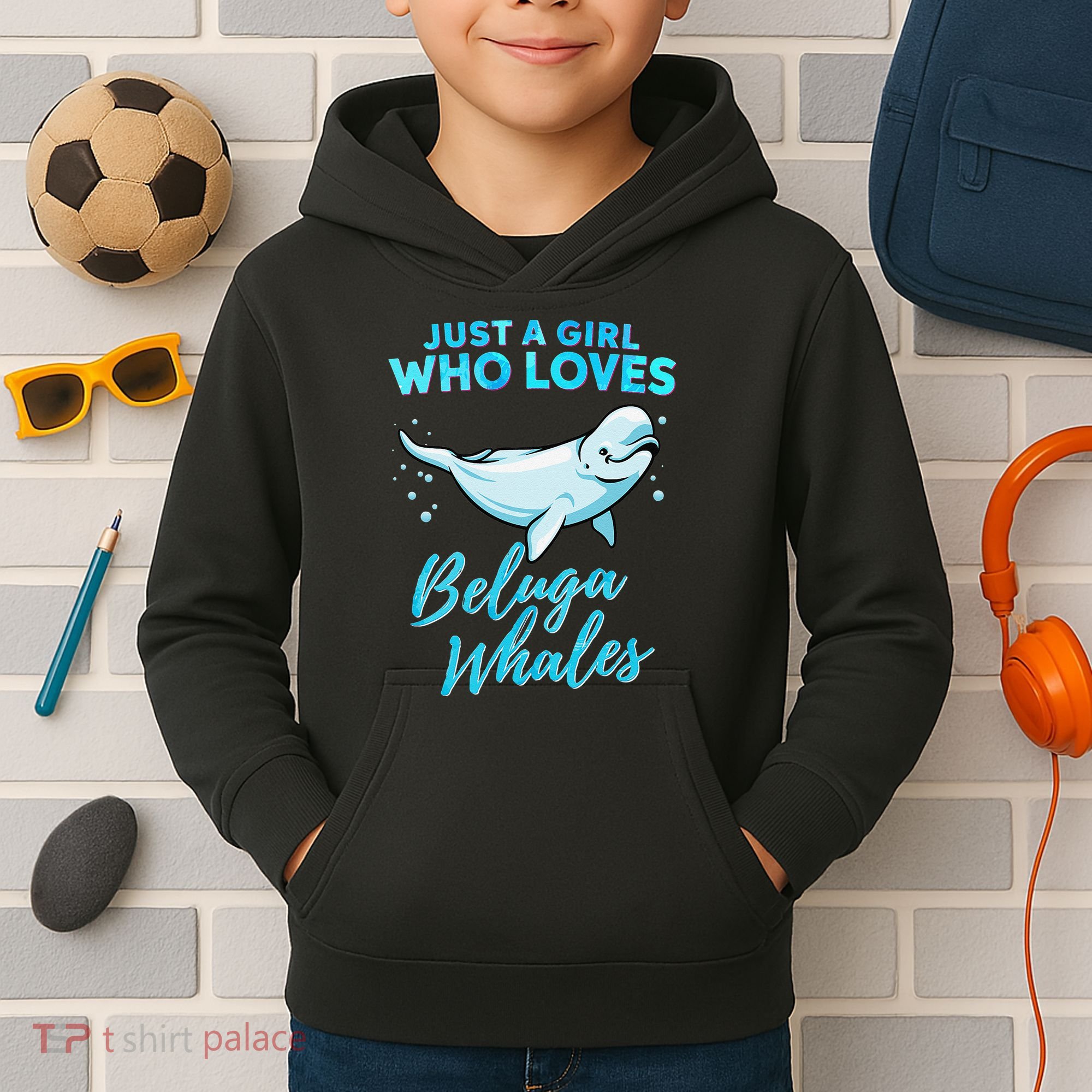 Just A Girl Who Loves Beluga Whales Cute Whale Kids Hoodie