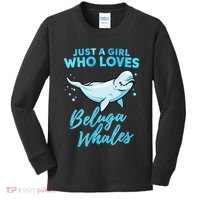 Just A Girl Who Loves Beluga Whales Cute Whale Kids Long Sleeve Shirt thumb 0