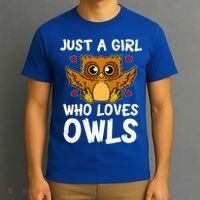 Just A Girl Who Loves Owls Cute Night Owl Costume Gift T-Shirt thumb 3