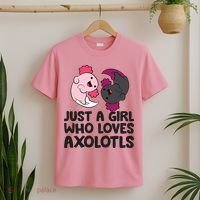 Just A Girl Who Loves Axolotls Pink And Dark Axolotl T-Shirt thumb 2