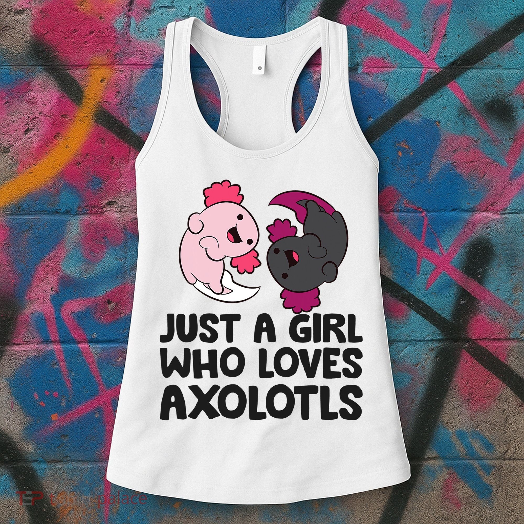 Just A Girl Who Loves Axolotls Pink And Dark Axolotl Women's Tank Top