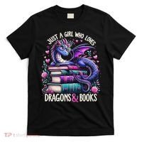 Just A Girl Who Loves Dragons And Books Dragon Reading T-Shirt thumb 0