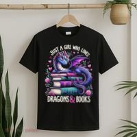Just A Girl Who Loves Dragons And Books Dragon Reading T-Shirt thumb 2