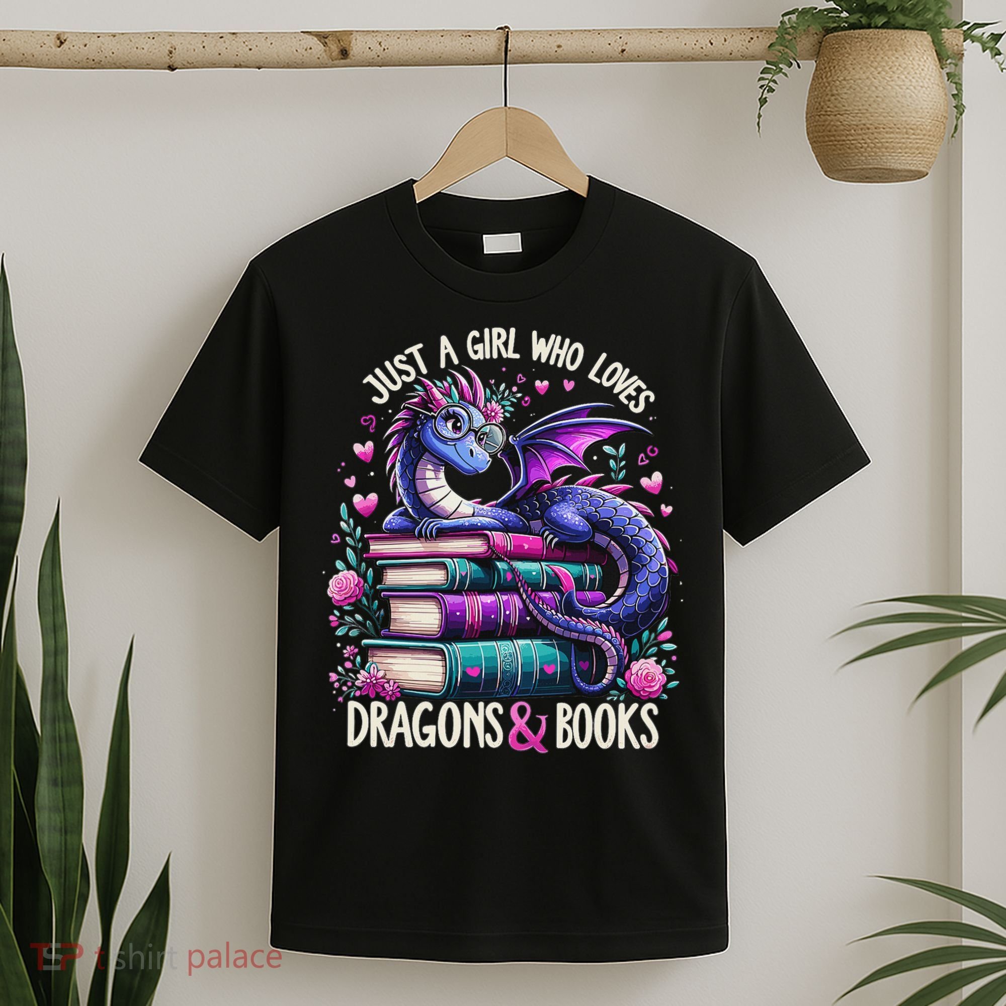 Just A Girl Who Loves Dragons And Books Dragon Reading T-Shirt
