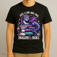 Just A Girl Who Loves Dragons And Books Dragon Reading T-Shirt thumb 3