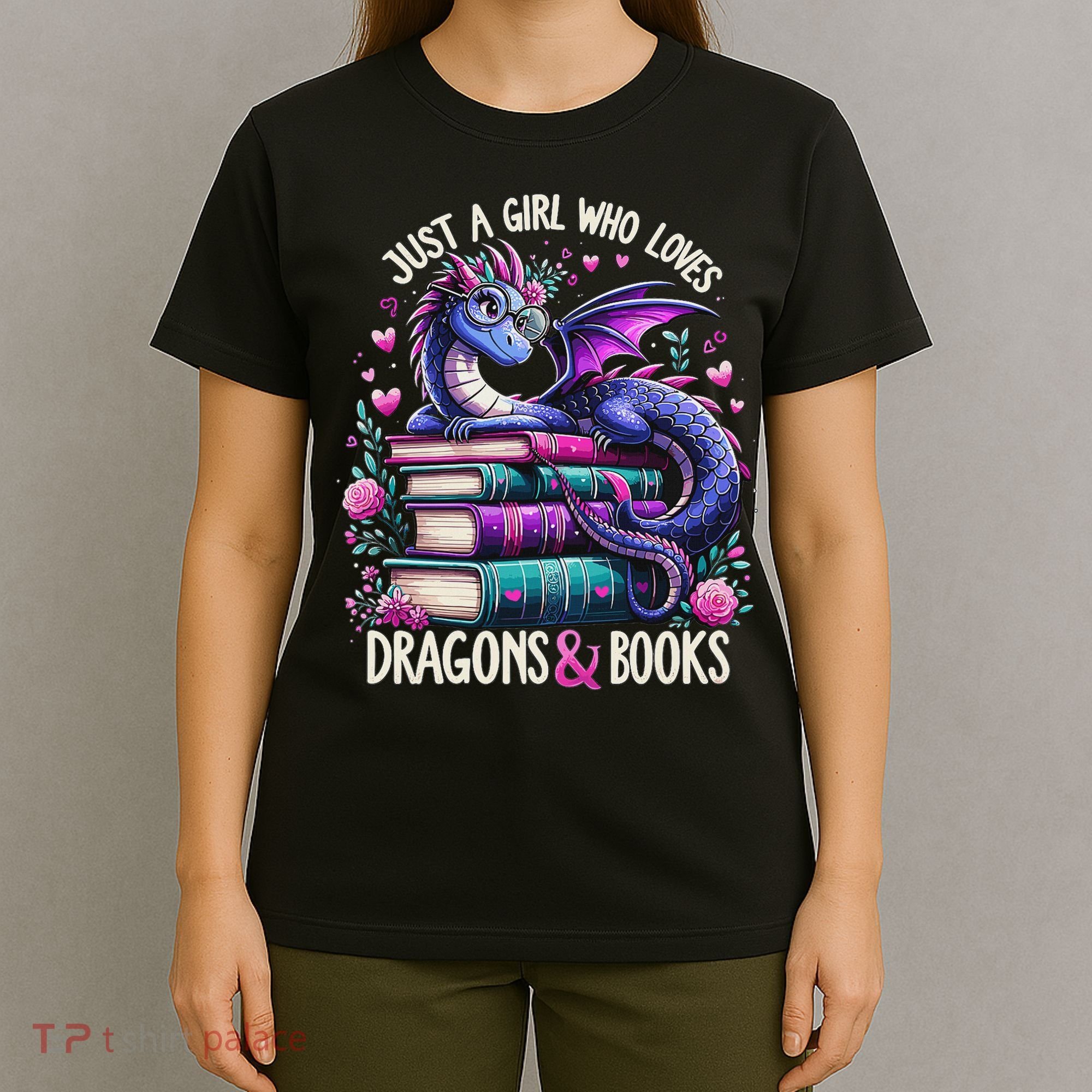 Just A Girl Who Loves Dragons And Books Dragon Reading T-Shirt