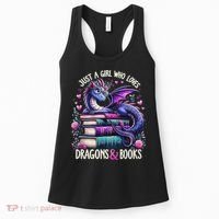Just A Girl Who Loves Dragons And Books Dragon Reading Women's Tank Top thumb 0