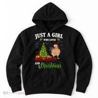 Just A Girl Who Loves Chickens And Christmas Hoodie thumb 0