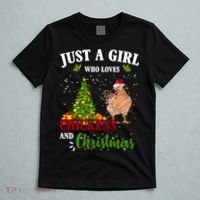 Just A Girl Who Loves Chickens And Christmas T-Shirt thumb 5