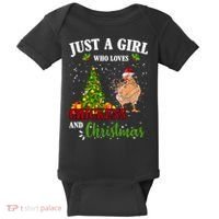 Just A Girl Who Loves Chickens And Christmas Baby Bodysuit thumb 0