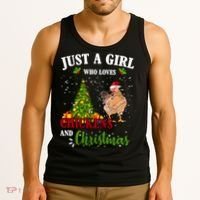 Just A Girl Who Loves Chickens And Christmas Tank Top thumb 3