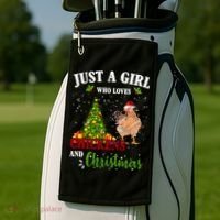 Just A Girl Who Loves Chickens And Christmas Golf Towel thumb 2