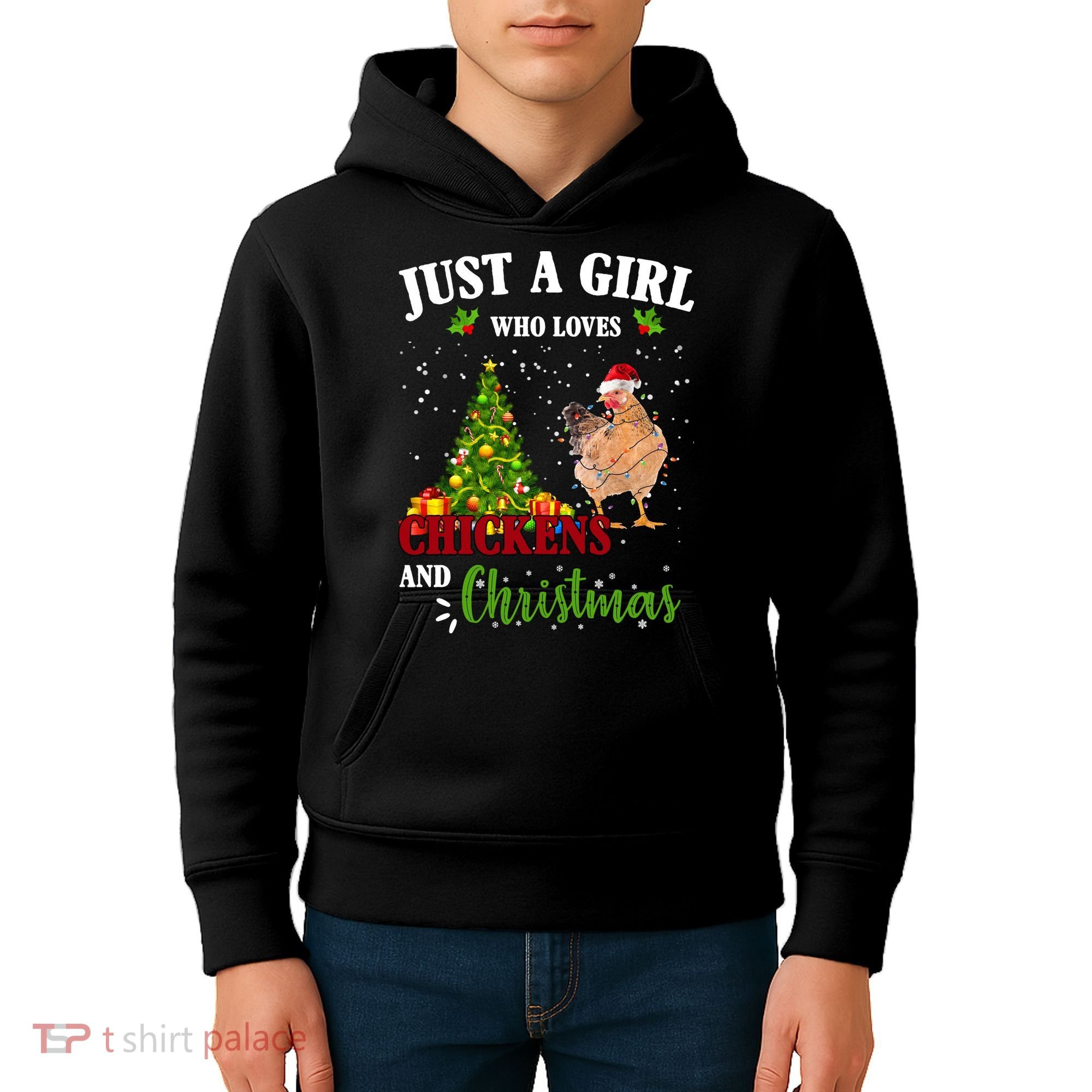 Just A Girl Who Loves Chickens And Christmas Kids Hoodie