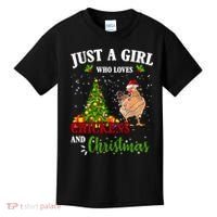 Just A Girl Who Loves Chickens And Christmas Kids T-Shirt thumb 0