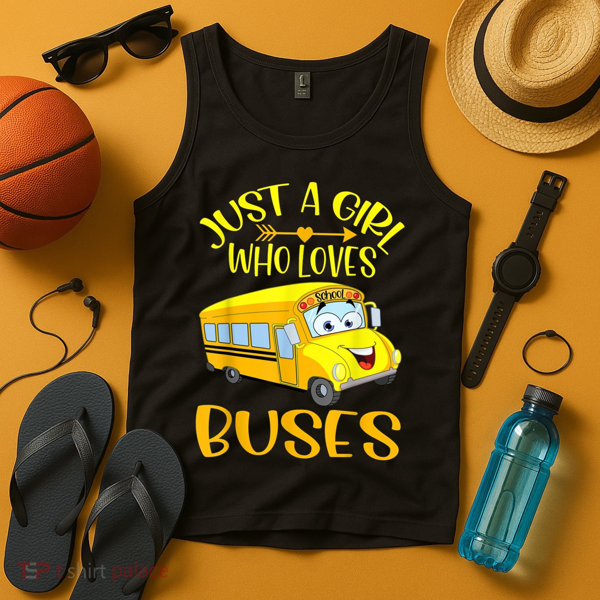 Just A Girl Who Loves School Buses Tee Cute Bus Lovers Tank Top