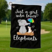Just A Girl Who Loves Elephants Golf Towel thumb 1