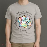 Just A Girl Who Loves All Her Dogs Dog Paw T-Shirt thumb 3