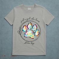 Just A Girl Who Loves All Her Dogs Dog Paw T-Shirt thumb 5