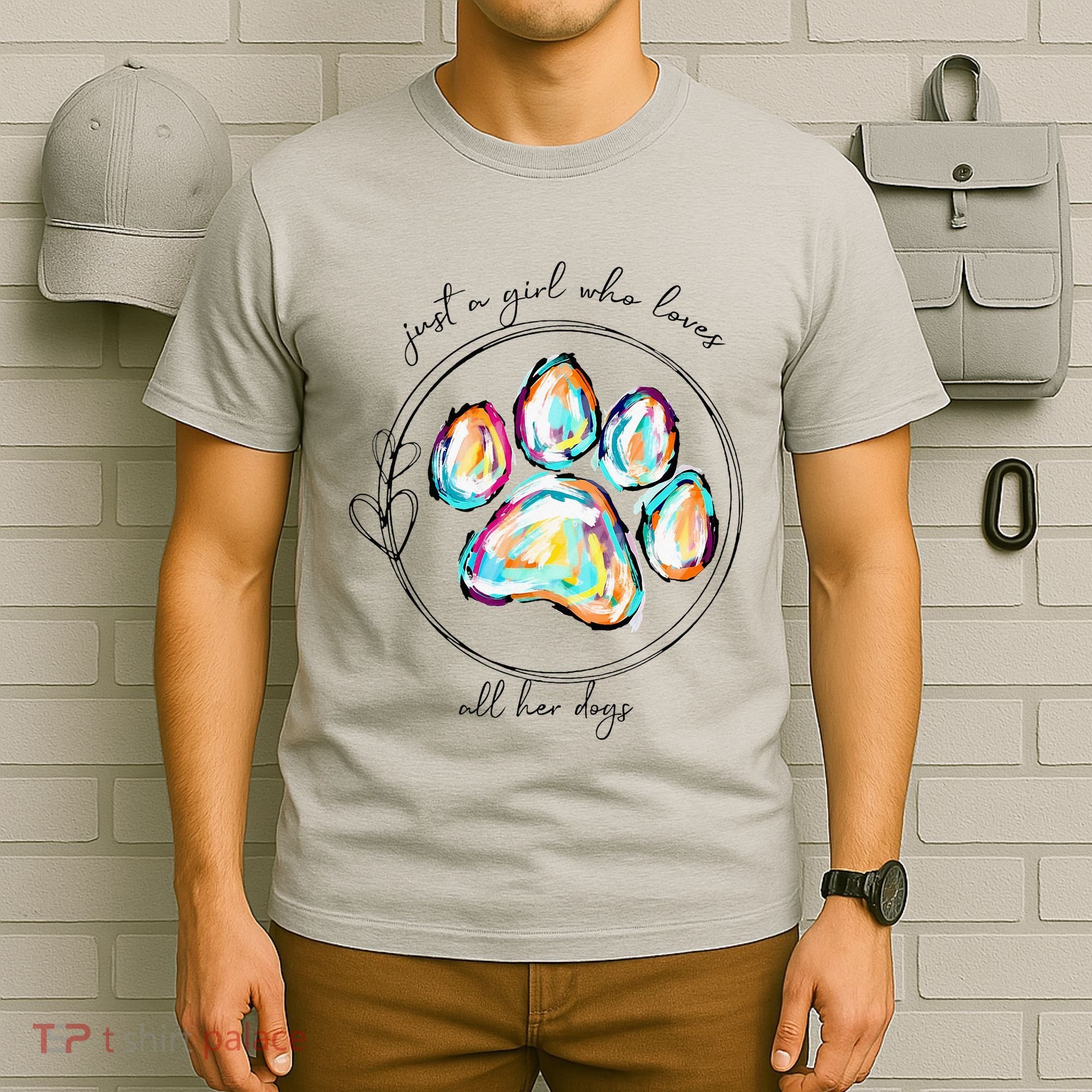 Just A Girl Who Loves All Her Dogs Dog Paw T-Shirt