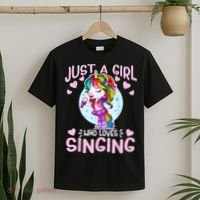 Just A Girl Who Loves Singing Funny Karaoke Singer Unicorn T-Shirt thumb 2