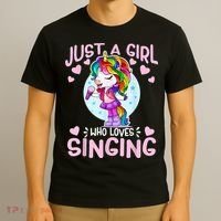 Just A Girl Who Loves Singing Funny Karaoke Singer Unicorn T-Shirt thumb 3