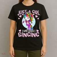 Just A Girl Who Loves Singing Funny Karaoke Singer Unicorn T-Shirt thumb 4