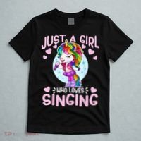 Just A Girl Who Loves Singing Funny Karaoke Singer Unicorn T-Shirt thumb 5
