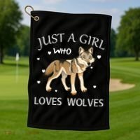 Just A Girl Who Loves Wolves Golf Towel thumb 1