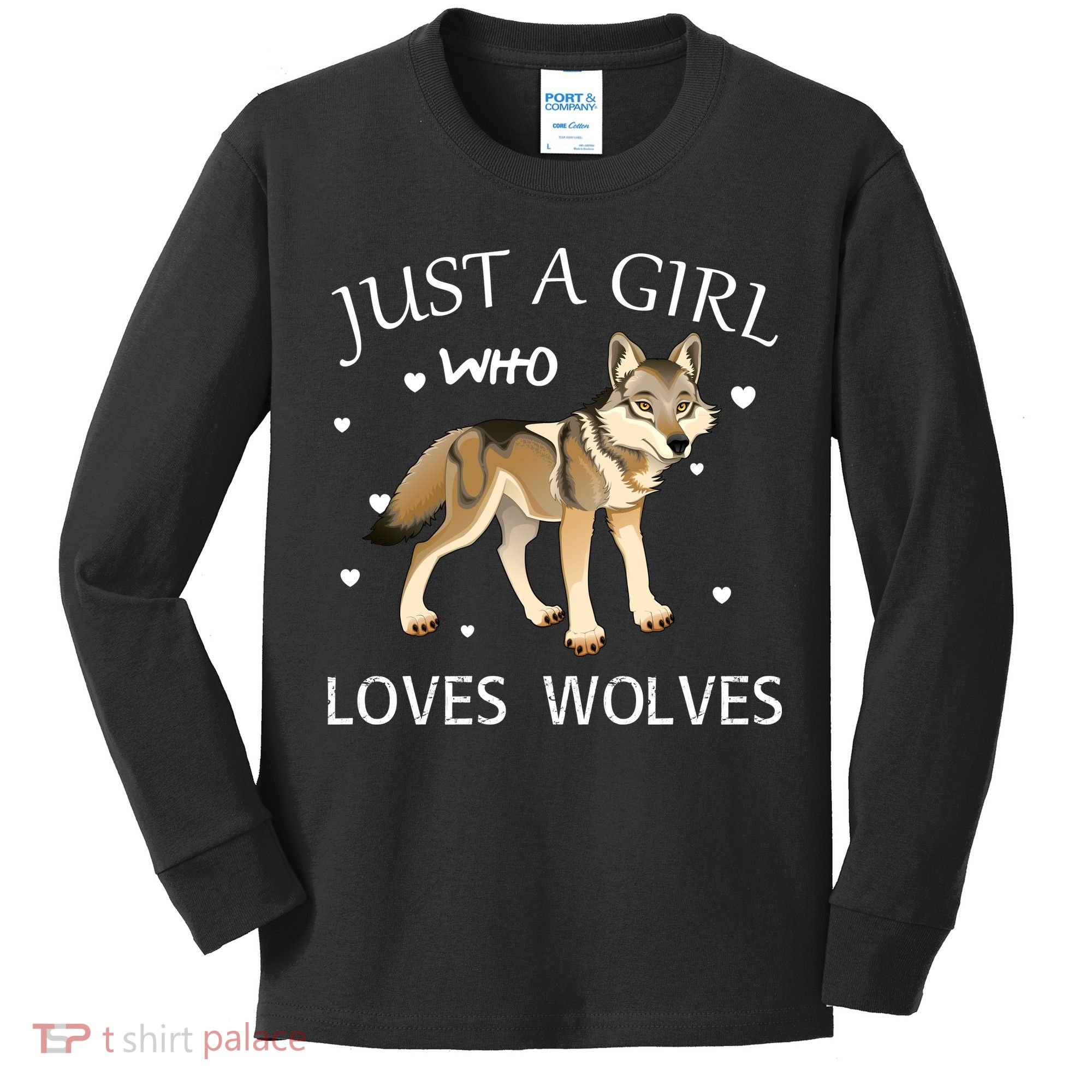 Just A Girl Who Loves Wolves Kids Long Sleeve Shirt