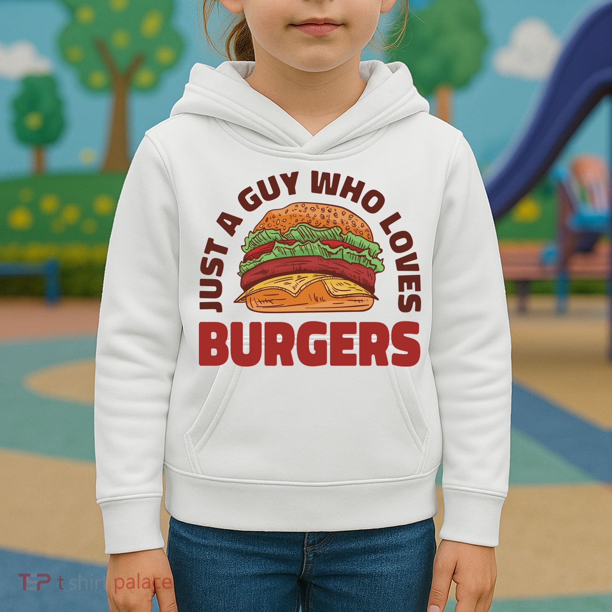 Just A Guy Who Loves Burgers Kids Hoodie