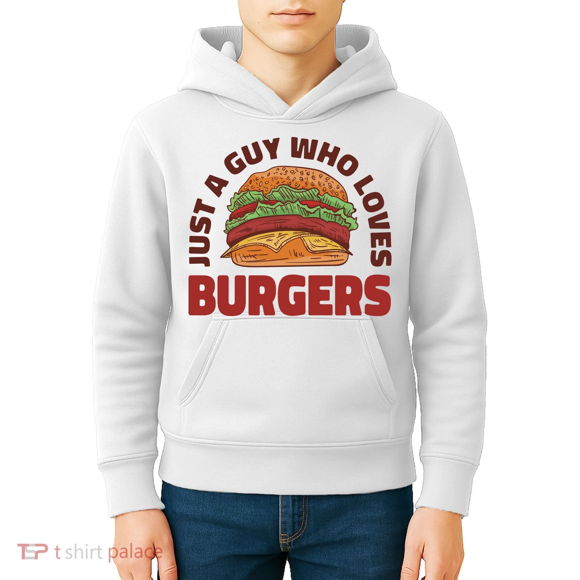 Just A Guy Who Loves Burgers Kids Hoodie