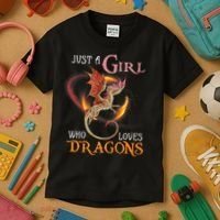 Just A Girl Who Loves Dragons Kids T-Shirt thumb 3