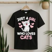 Just A Girl Who Loves Cats Cat Lover Cute Cat Kitty T-Shirt thumb 2