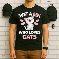 Just A Girl Who Loves Cats Cat Lover Cute Cat Kitty T-Shirt thumb 6