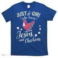 Just A Girl Who Loves Jesus And Chickens Farmer Lover T-Shirt thumb 0