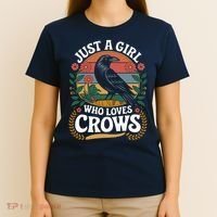 Just A Girl Who Loves Crows Quote Crow And Raven Lovers T-Shirt thumb 4