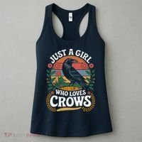 Just A Girl Who Loves Crows Quote Crow And Raven Lovers Women's Tank Top thumb 3