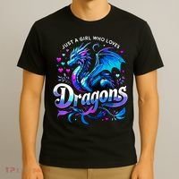 Just A Girl Who Loves Dragons T-Shirt thumb 3