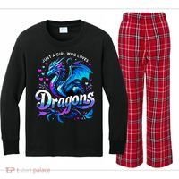 Just A Girl Who Loves Dragons Kids Long Sleeve Plaid Pajama Set thumb 0