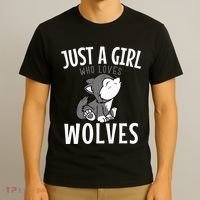 Just A Girl Who Loves Wolves Funny Wolf Doglike Lover Outfit T-Shirt thumb 3