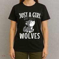 Just A Girl Who Loves Wolves Funny Wolf Doglike Lover Outfit T-Shirt thumb 4