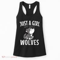 Just A Girl Who Loves Wolves Funny Wolf Doglike Lover Outfit Women's Tank Top thumb 0