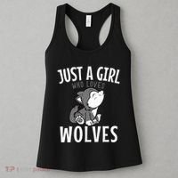 Just A Girl Who Loves Wolves Funny Wolf Doglike Lover Outfit Women's Tank Top thumb 3