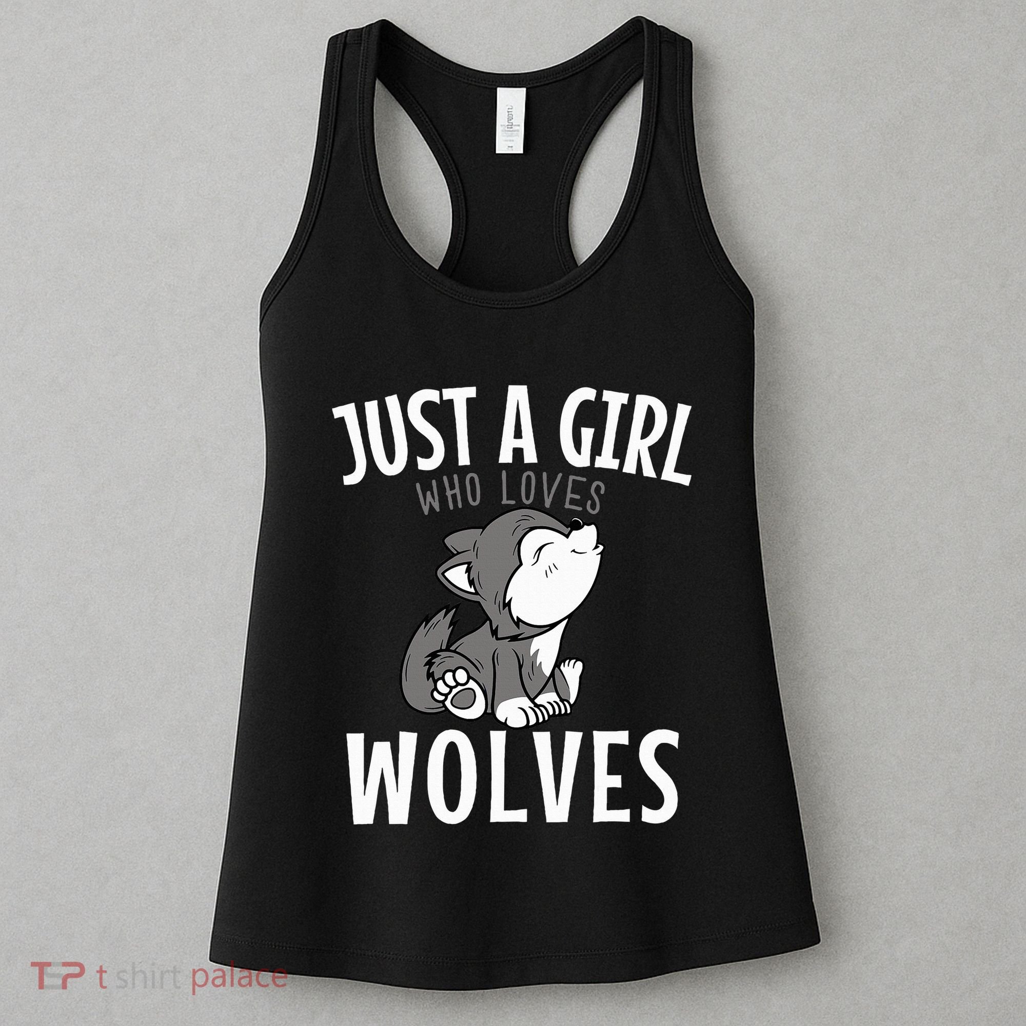 Just A Girl Who Loves Wolves Funny Wolf Doglike Lover Outfit Women's Tank Top
