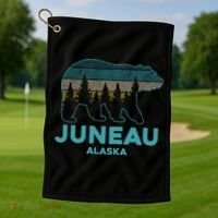 Juneau Alaska Grizzly Bear Souvenir Golf Towel thumb 1