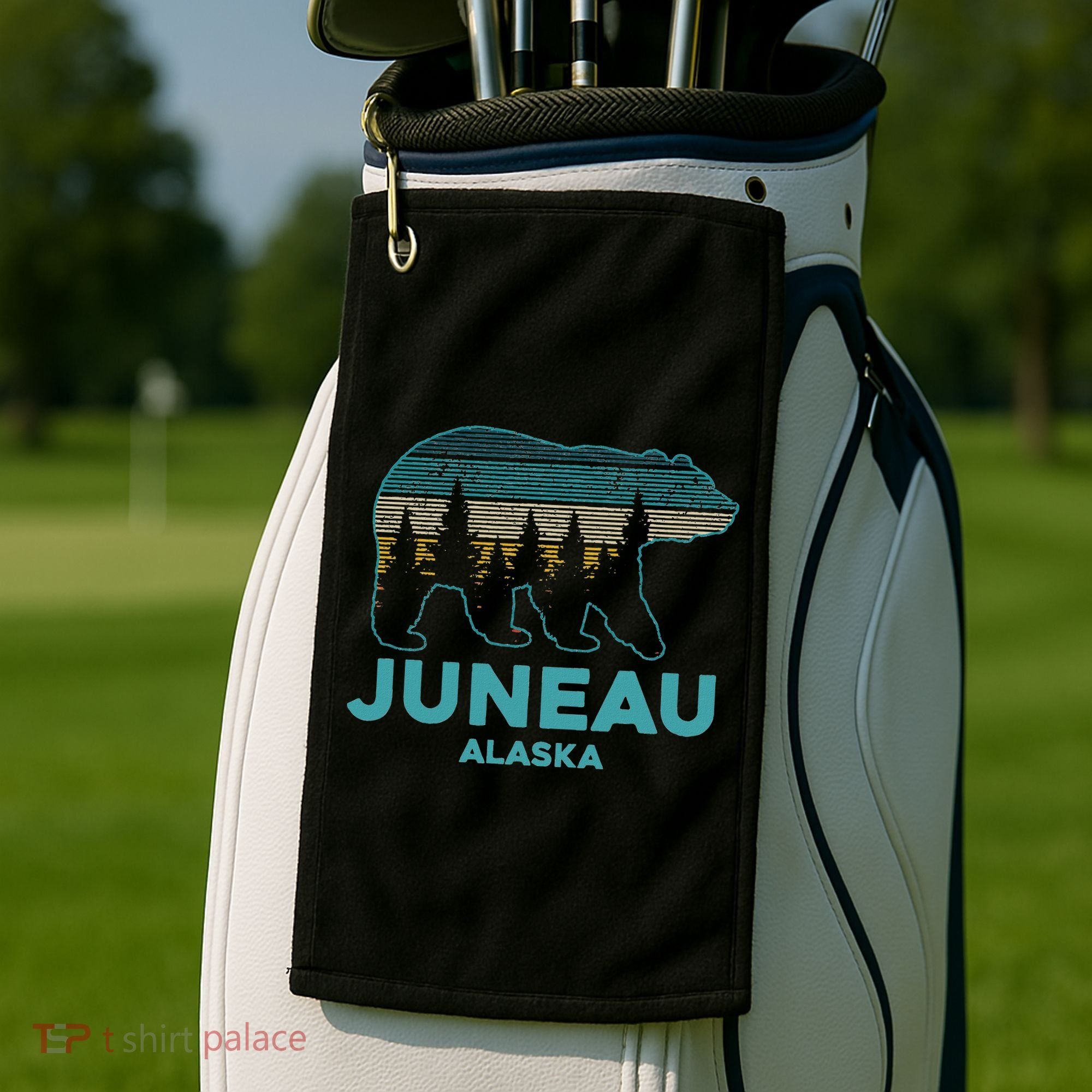 Juneau Alaska Grizzly Bear Souvenir Golf Towel